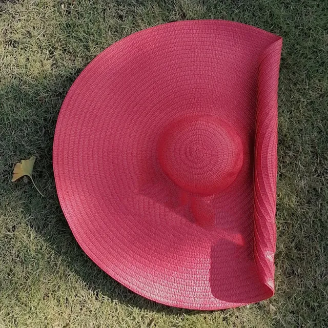 New Women's European And American Big Brim Straw Hat Foldable L Big Red - Shop at LoveMi