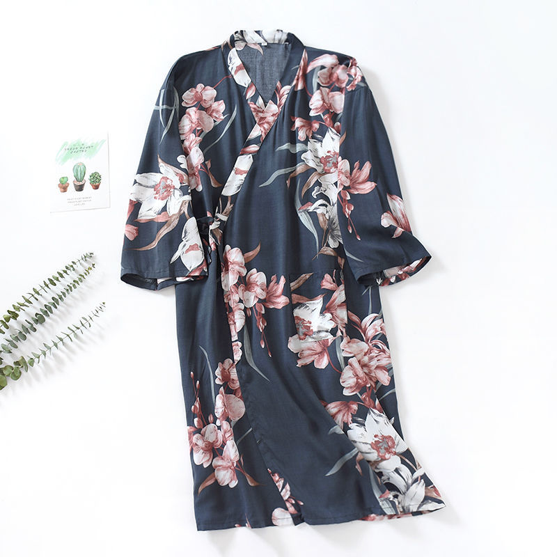 Title 2, Loose Long-sleeved Nightdress And Kimono Pajamas