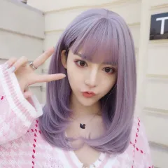 Wig Set Female Mid-length Curly Natural Hair - Dream Lilac - View 1