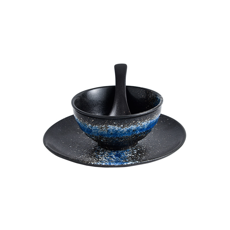Japanese Style Hotel Ceramic Tableware With Retro Settings Blue Dyeing - Shop at LoveMi
