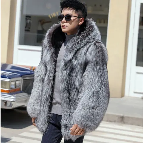 Hooded Fox Fur Men's Mink Fur
