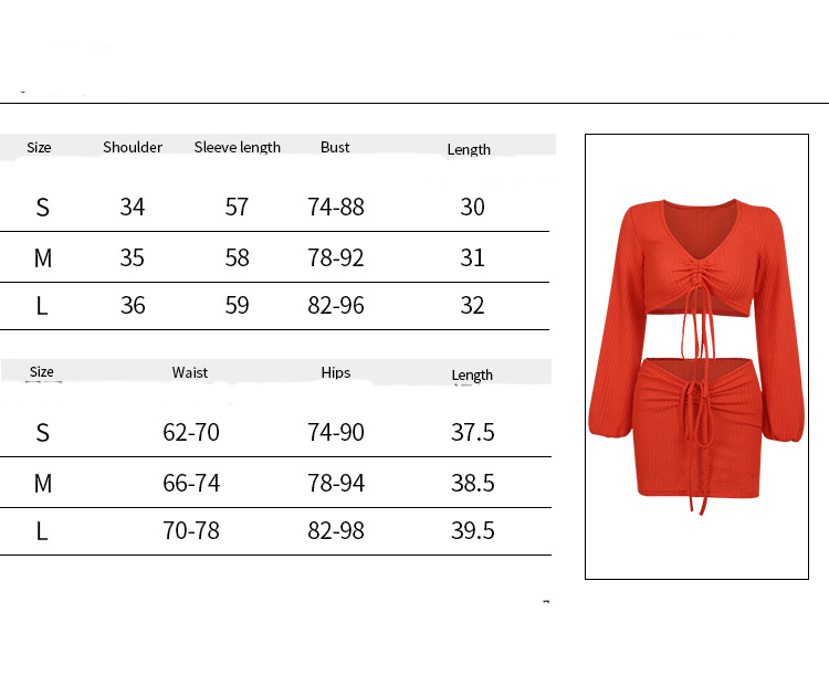 Title 1, Long Sleeve V-neck Drawstring Skirt Suit Sexy S...