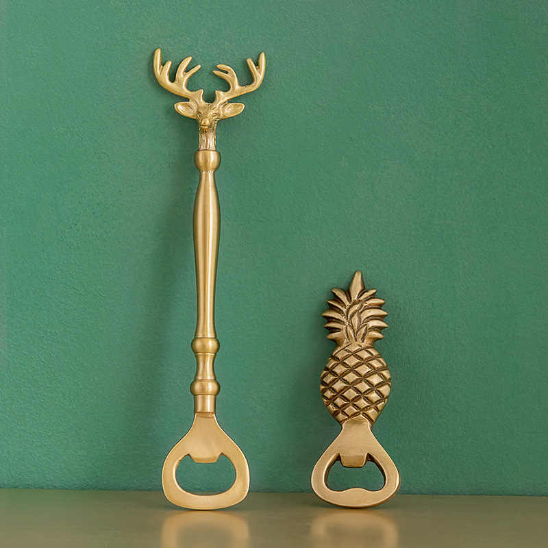 Home vintage brass opener deer head (gold)