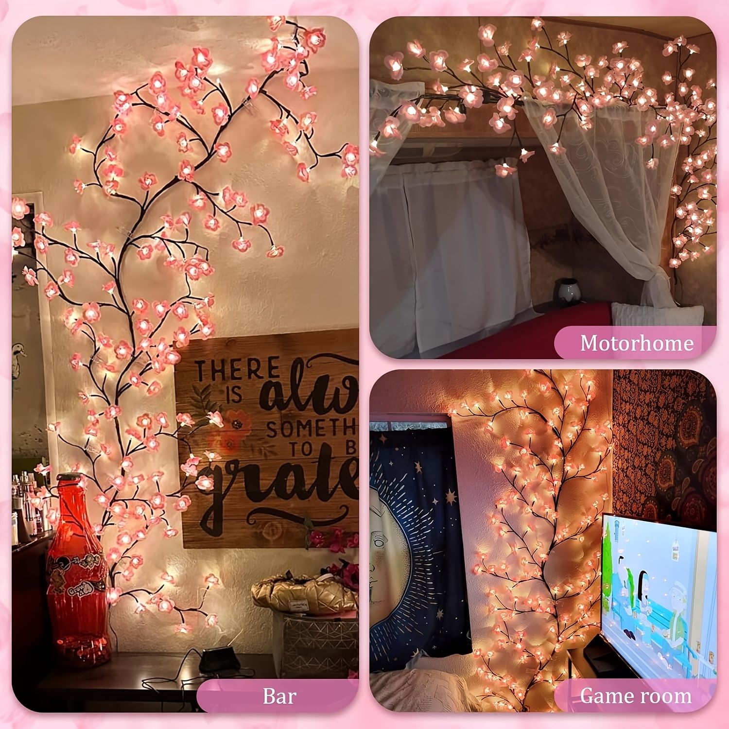 LED Tree Branch Lights For Wall, Cherry Blossom Lights Vine Lights With Remote And 8 Lighting Modes Cherry Blossom Garland Willow Vine For Bedroom Indoor Wall Christmas Decor — foto 3