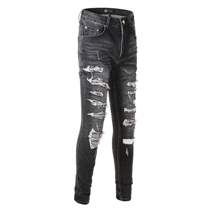 Title 10, Calças masculinas High Street Denim Patch Slim ...