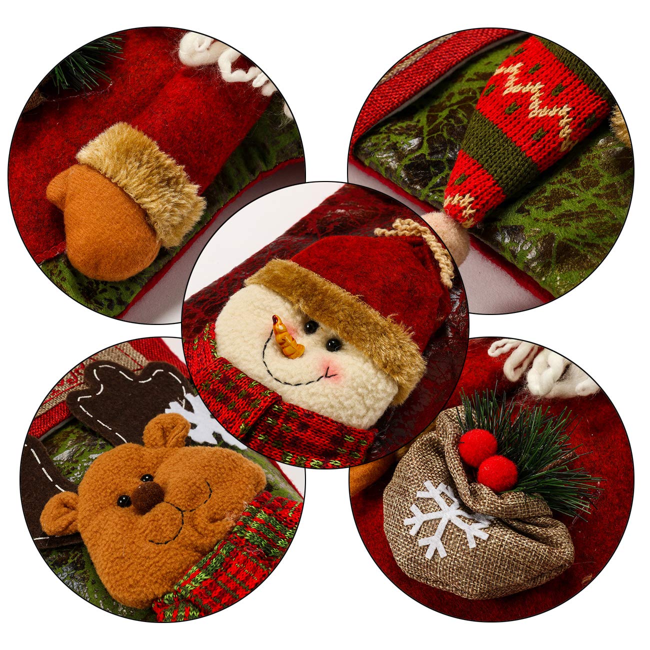 Sunnyglade 3PCS 18Christmas Stocking Classic Large Stockings Santa, Snowman, Reindeer Xmas Character For Family Holiday Christmas Party Decorations