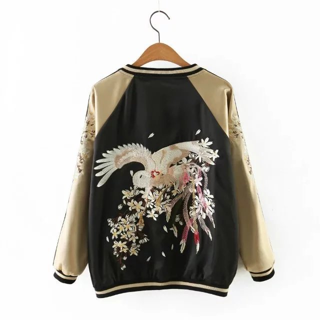 New Phoenix Embroidered Jacket Women's Baseball Uniform Loose