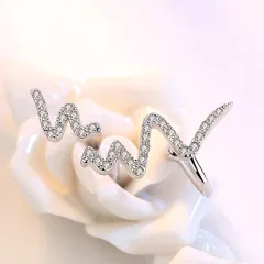Silver Necklace Korean Lightning Necklace Female Simple ECG Decoding Short Necklace Clavicle Chain With Jewellery - Earring - View 1