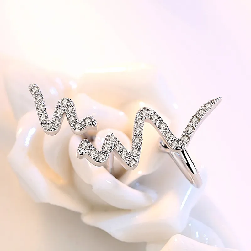 Silver Necklace Korean Lightning Necklace Female Simple ECG Decoding Short Necklace Clavicle Chain With Jewelry - Earring