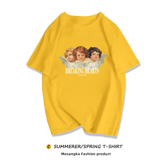 Niche Sweet And Cool T shirt European And American Retro Fat MM Top Turmeric - Shop at LoveMi