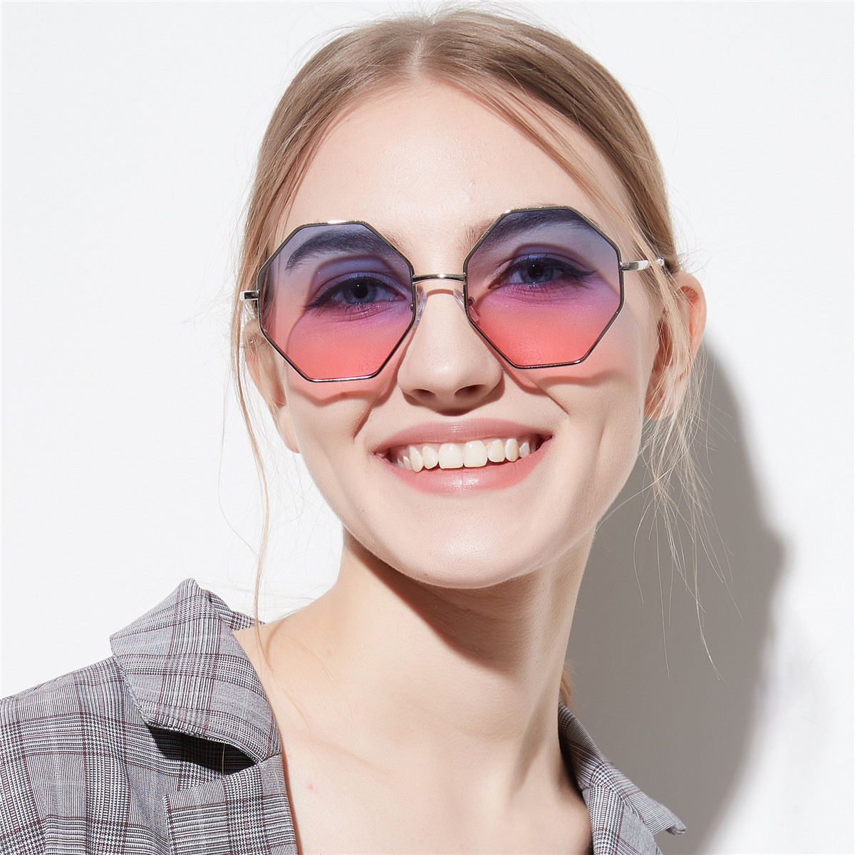 Title 3, Diamond Polygon Color Clear Lens Sunglasses