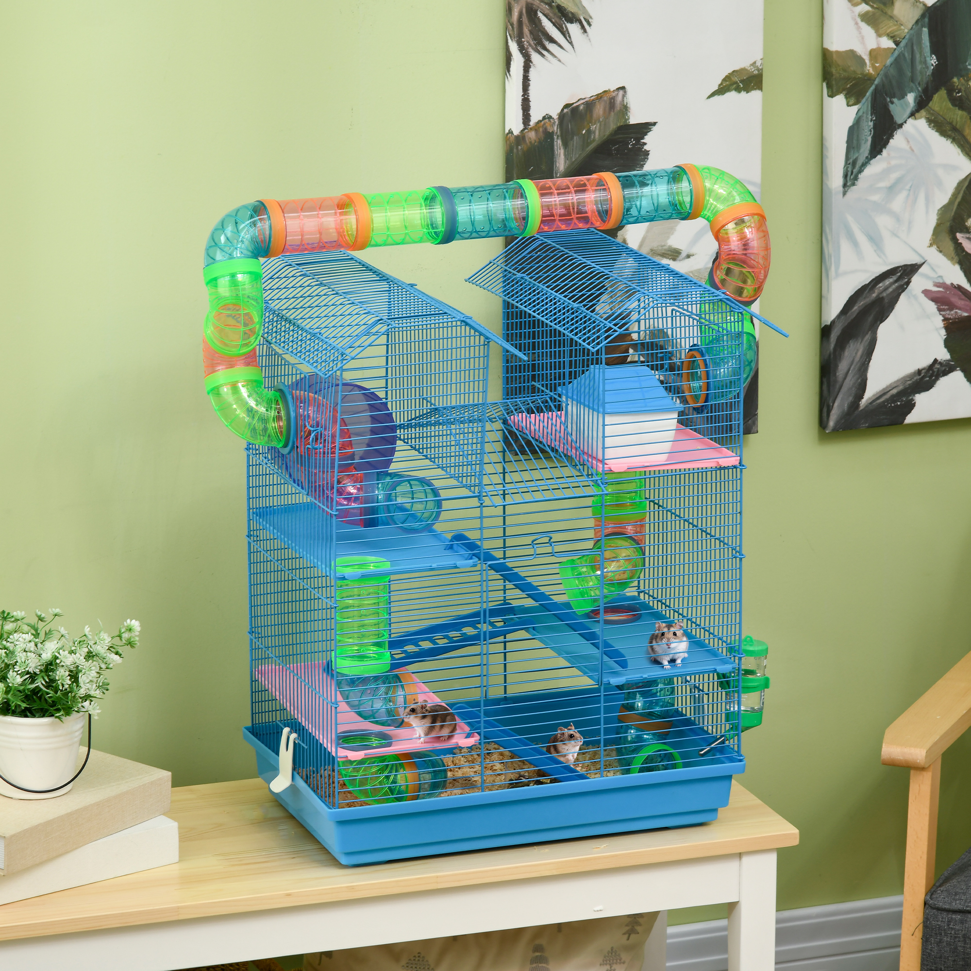 18.5inch 5 Tier Hamster Cage With Tubes And Tunnels Sky Blue 550X480X180 Mm - Shop at LoveMi