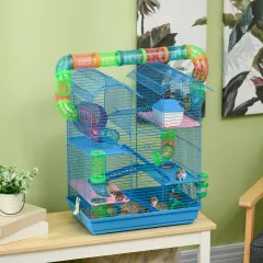 18.5inch 5 Tier Hamster Cage With Tubes And Tunnels - Sky Blue 550X480X180 Mm - View 1