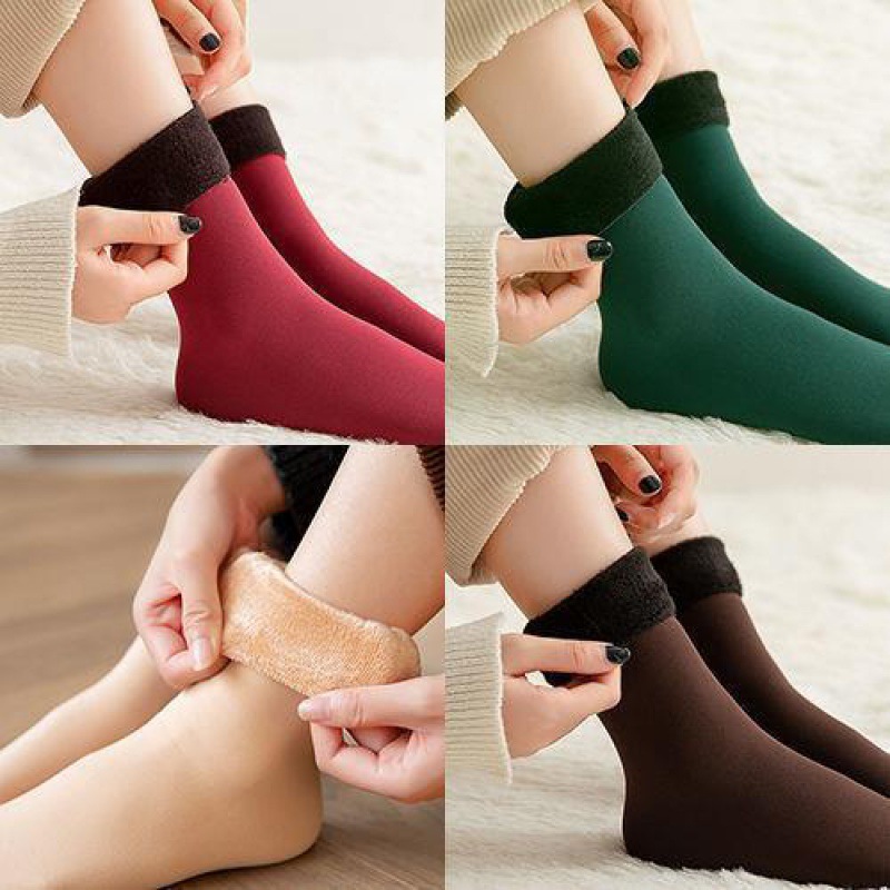Women's Padded Velvet Warm Soft Medium Tube Socks