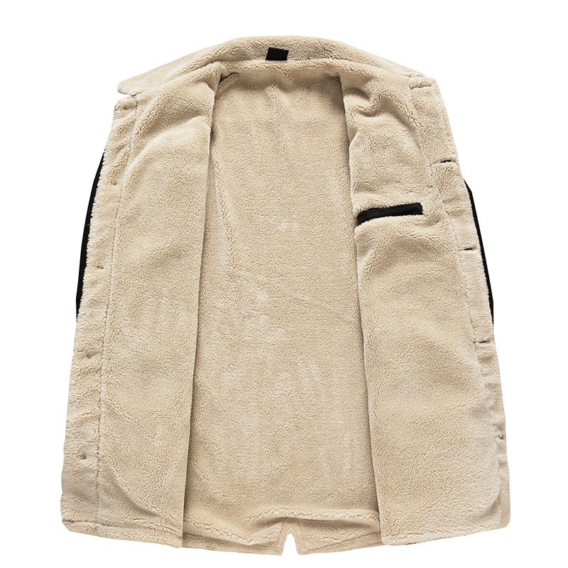 Men's Mid-length Denim Jacket Plus Fleece Warm