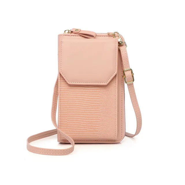 Zipper Wallet Snake Print All match Korean Style Diagonal Shoulder Bag Pink - Shop at LoveMi