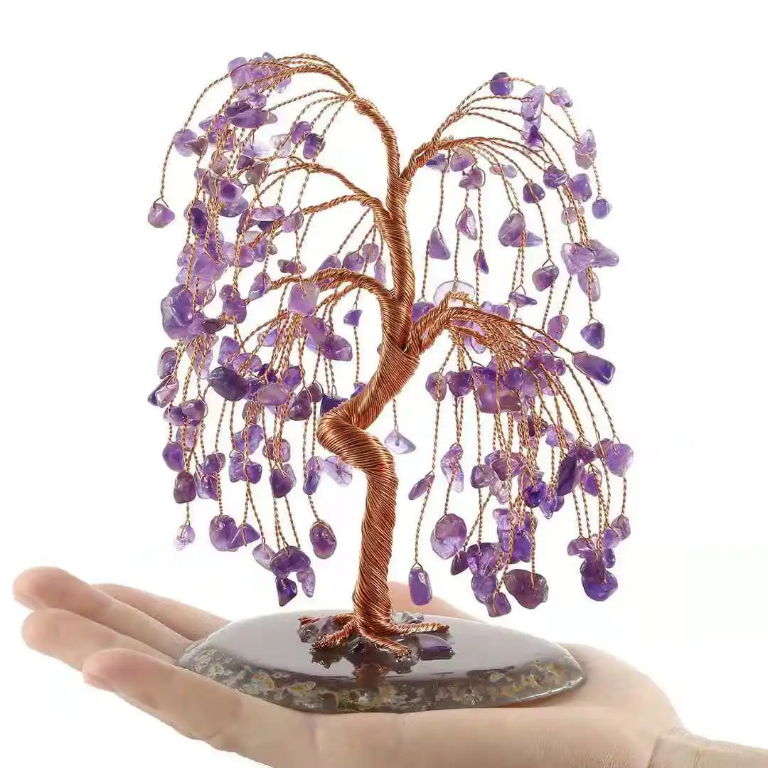 Gravel Fortune Crystal Lucky Tree Weeping Home Office Ornaments
