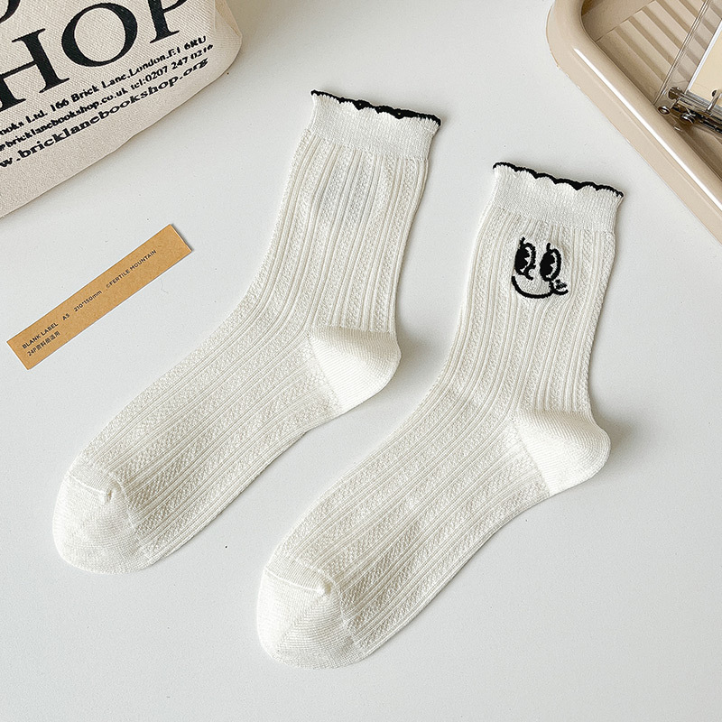 Ins Style Embroidered  Face College Style Hose