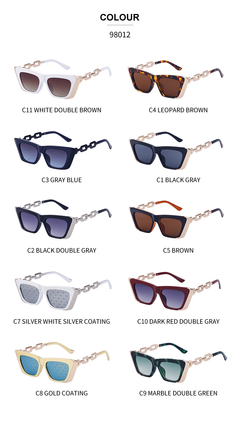 Title 2, Chain Small Frame Sunglasses Personality Cat Eyes