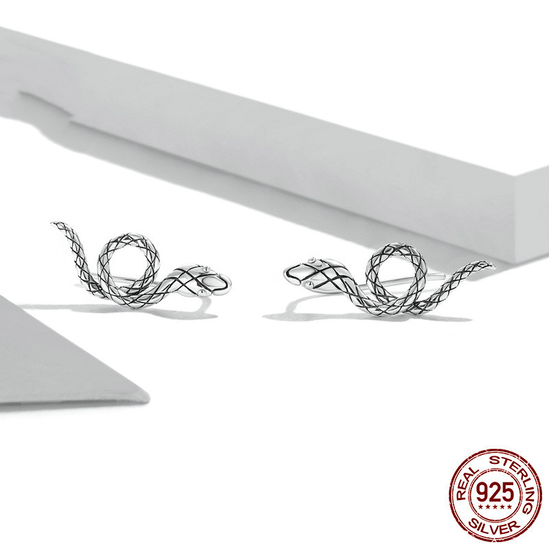 Women's Creative Snake Sterling Silver Stud Earrings
