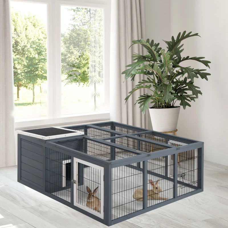 Rabbit Hutch, Waterproof Rabbit House For Small Animals, Gray