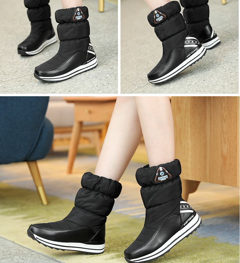 Women's Flat-bottomed Mid-tube Thermal Cotton Boots
