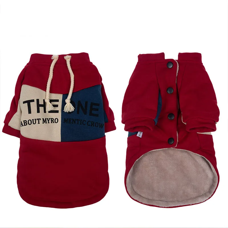 New Teddy Bichon Small Dog Pet Fall Winter Two-legged Sweater - Red