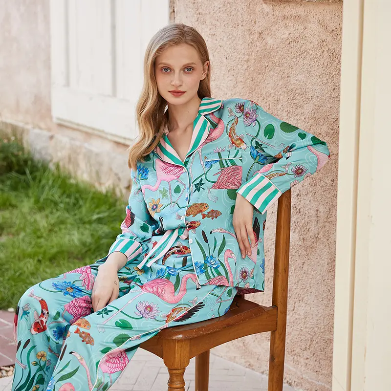 Ice Silk Pajamas Women's Long Sleeve Outerwear