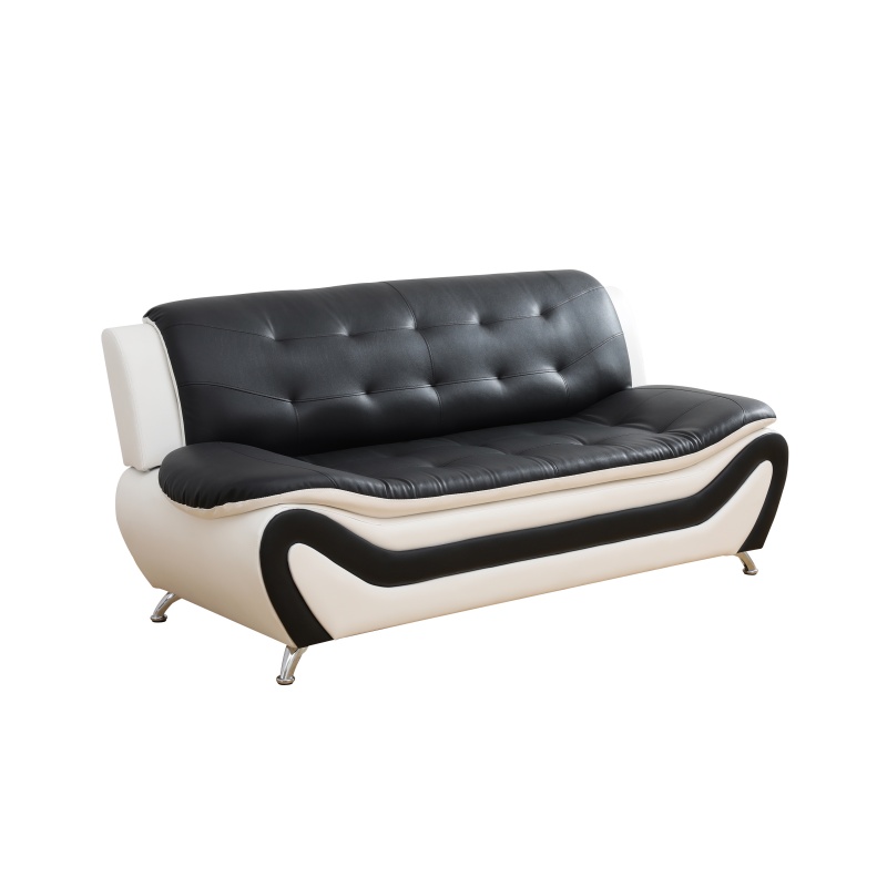 Pickup Only--Black & White Faux Leather 3-Piece Couch Living Room Sofa Set