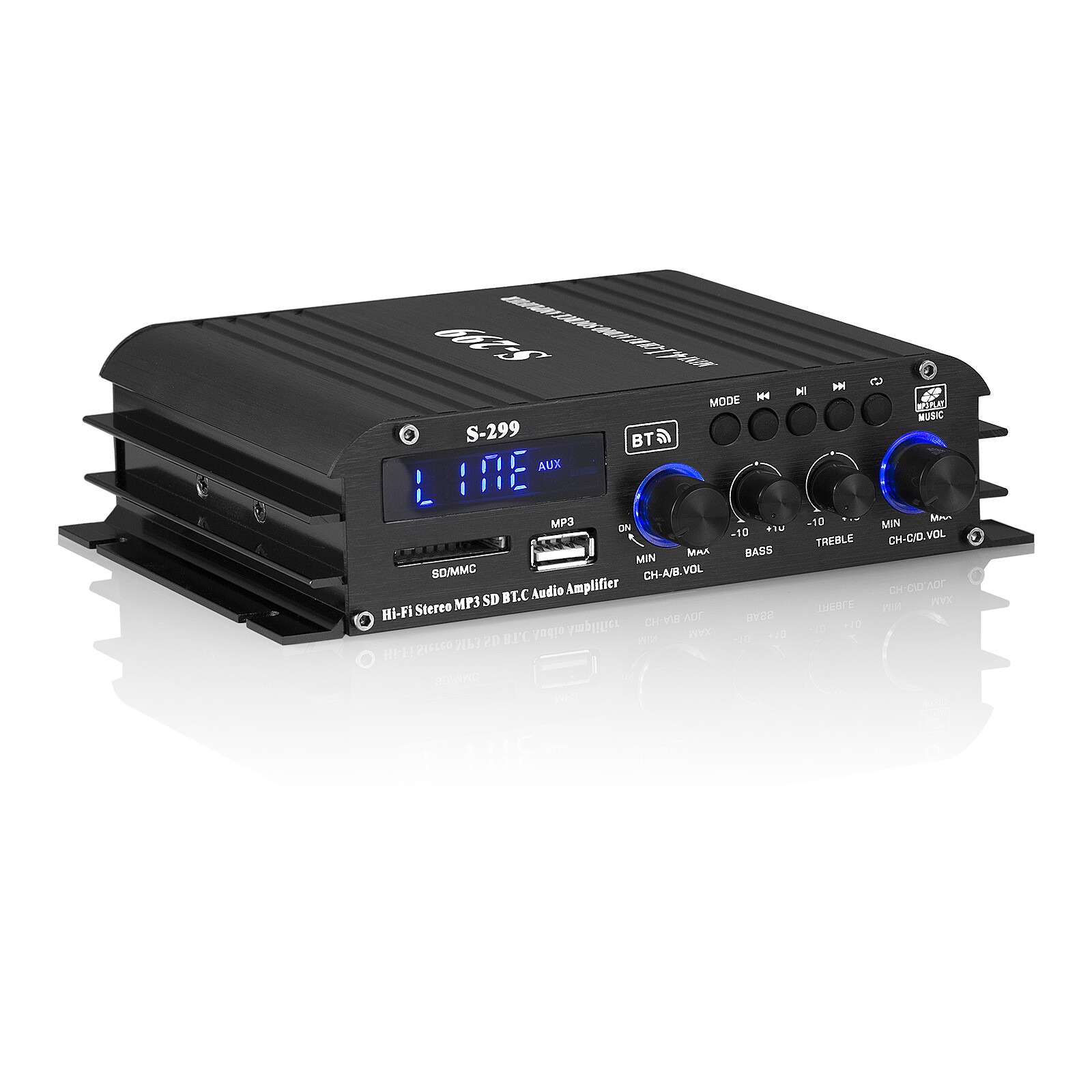 4.1 Channel Digital Amplifier With Bluetooth Home Car Marine Amp USB Player UK