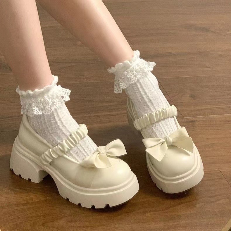 Style japonais petit style parfumé semelle épaisse mary jane petites chaussures en – Image 3