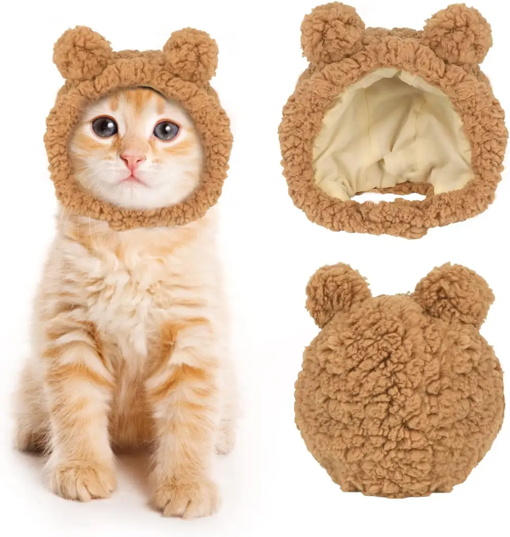 Cute Cat Costume Bear Hat for Cat Warm Soft