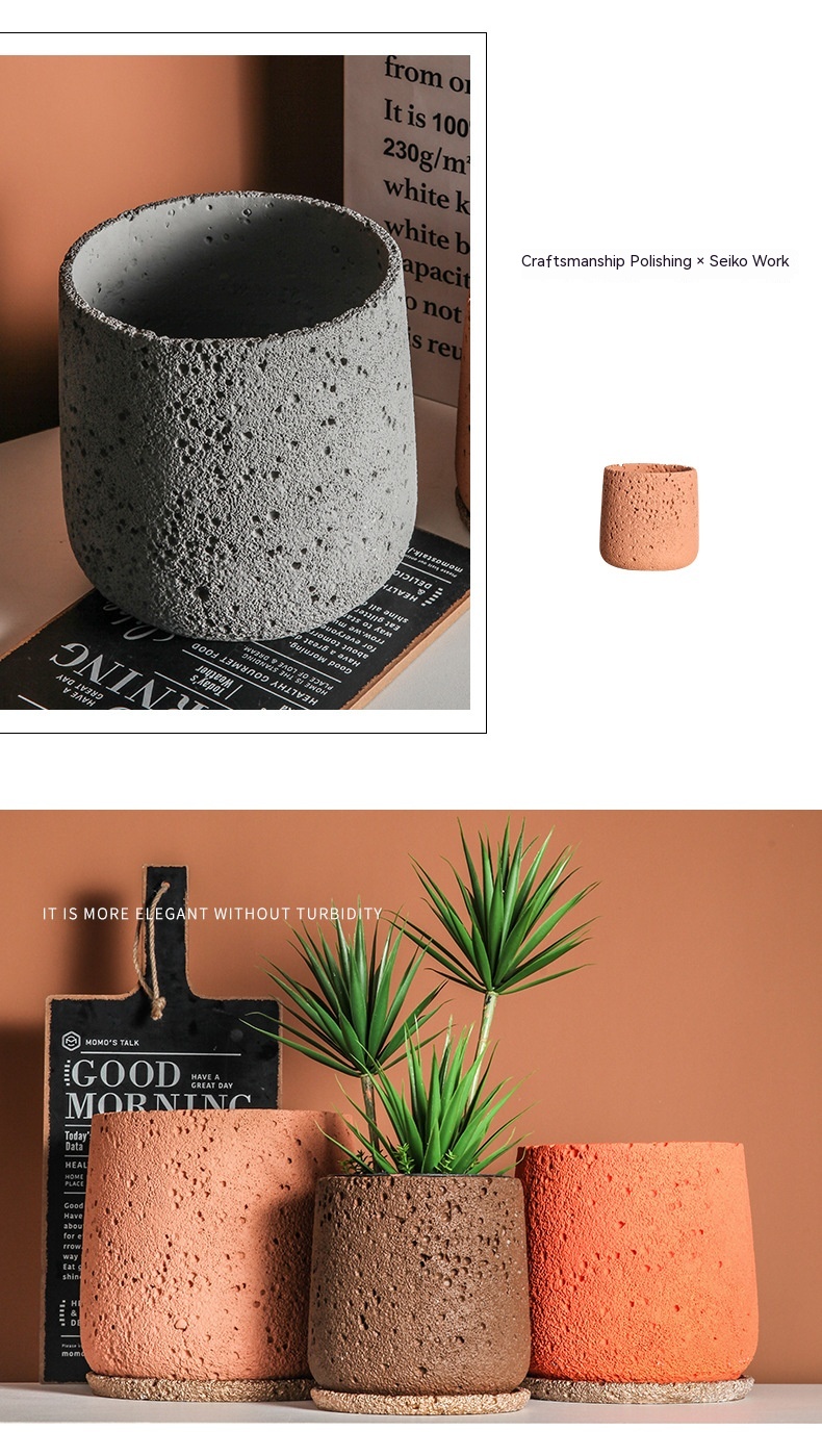 Title 4, Nordic Cement Flowerpot Creative Volcanic Rock ...