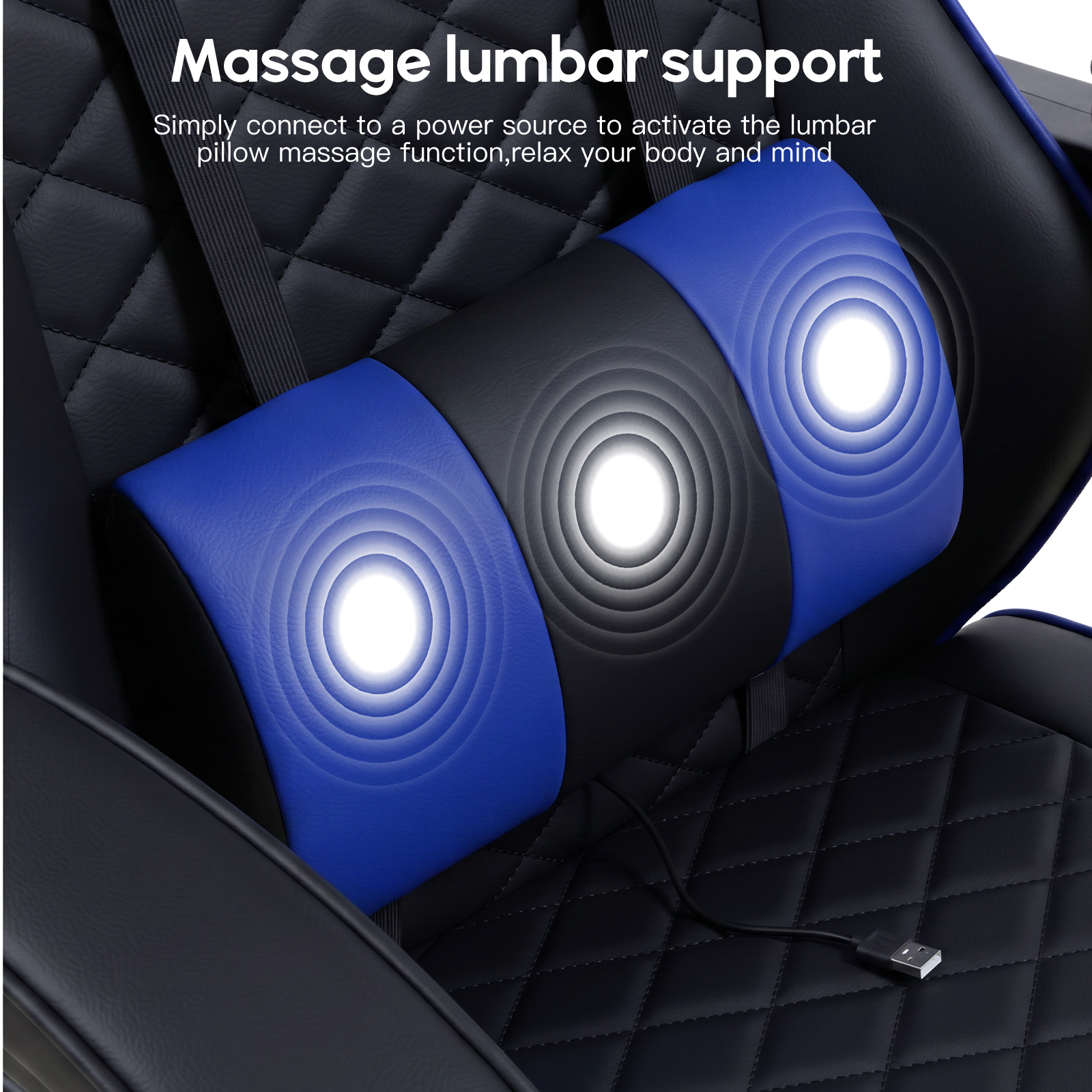 Racing Style Gaming Chair With Footrest,PU Leather,Massage Lumbar — image 4