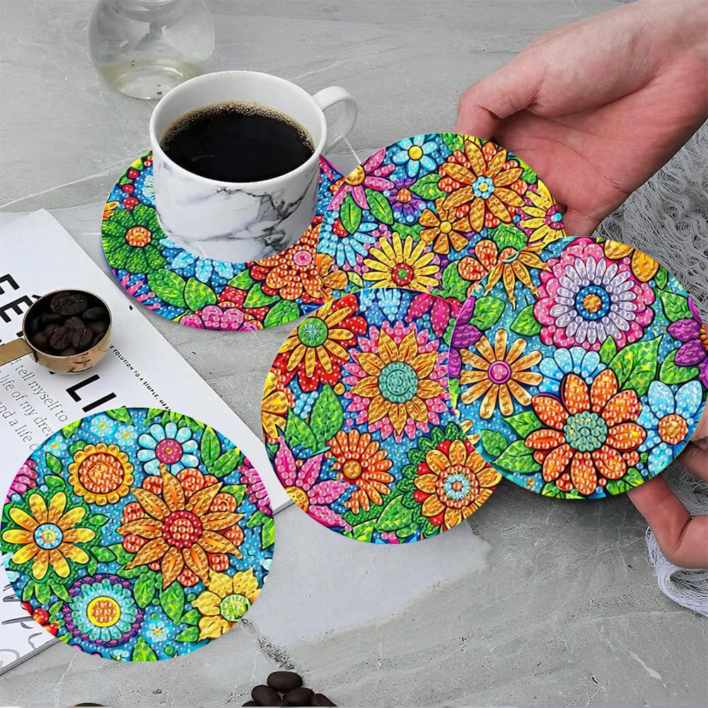 16 Pcs Diamond Art Painting Coaster Kit