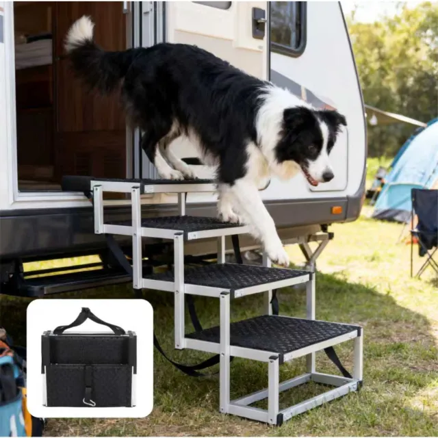 Foldable Dog Ramp For Cars, SUVs, Trucks, Portable Pet Dog Stairs For Large Dogs With Non Slip Surface Reinforced Design, Lightweight Yet Sturdy Su... Black - Shop at LoveMi