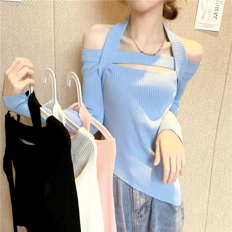 Ladies Slim Halter Strapless Knit Top