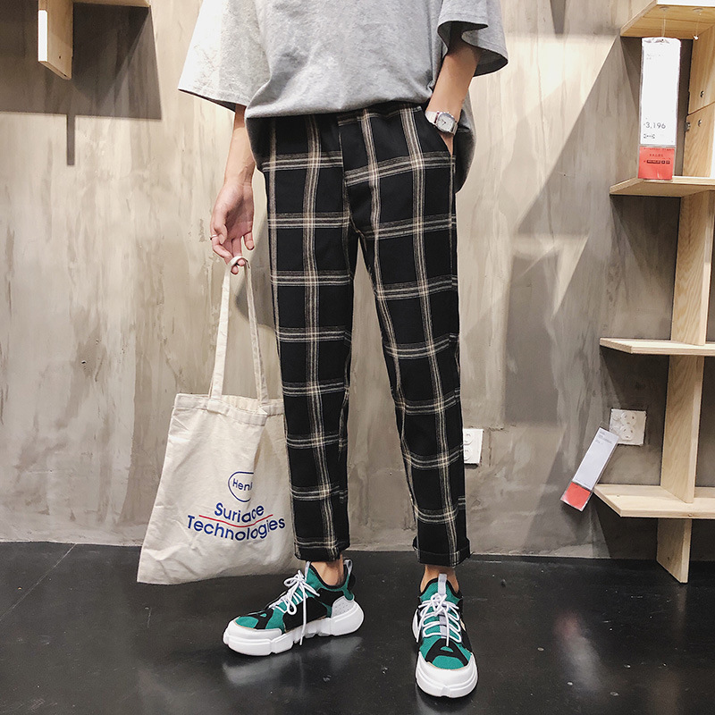 New Spring And Autumn Retro Plaid Pants