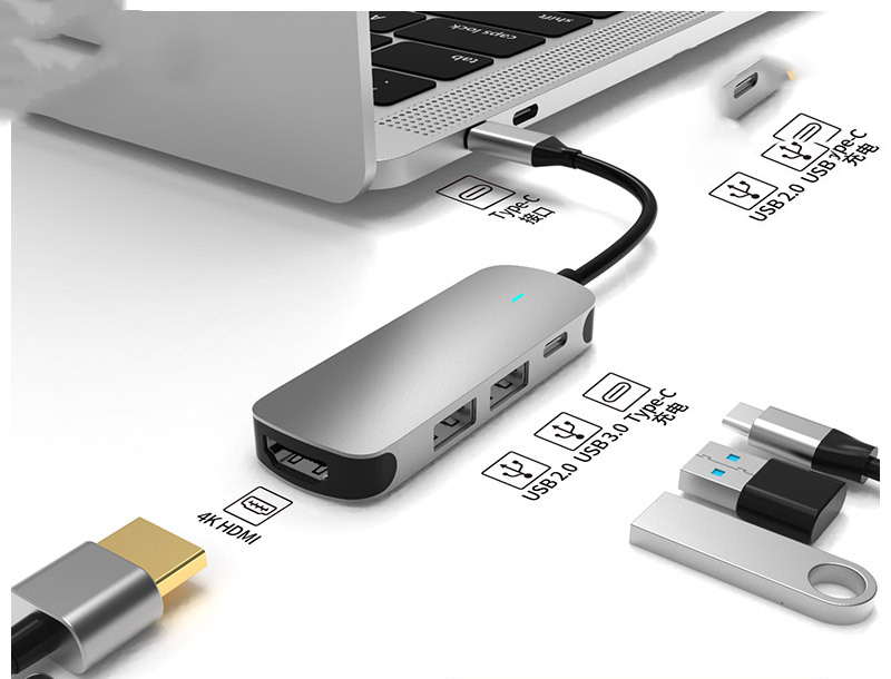 Hub Wielofunkcyjny hub HDMI Stacja dokująca Notebook Konwerter - Zdjęcie 3 z 5