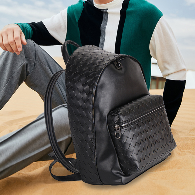 Men's New Woven Backpack Large-capacity School Bag