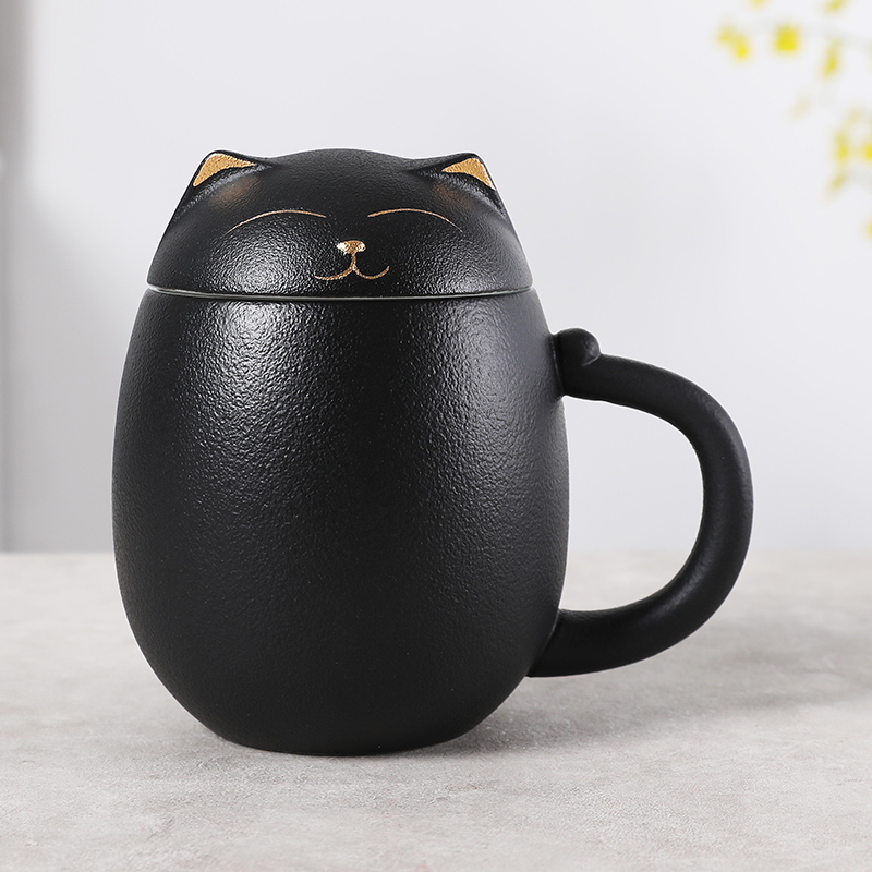 Creative Ceramic Mug With Lid Filter Tea Cup