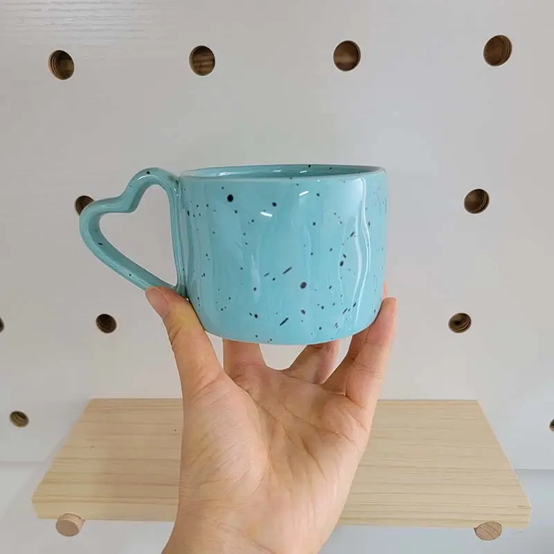 Ins Ink Splashing Ceramic Water Cup Personality Love Handle