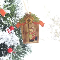 Creative House Shape Santa Elk Wooden Pendant - Christmas Snowman - View 1