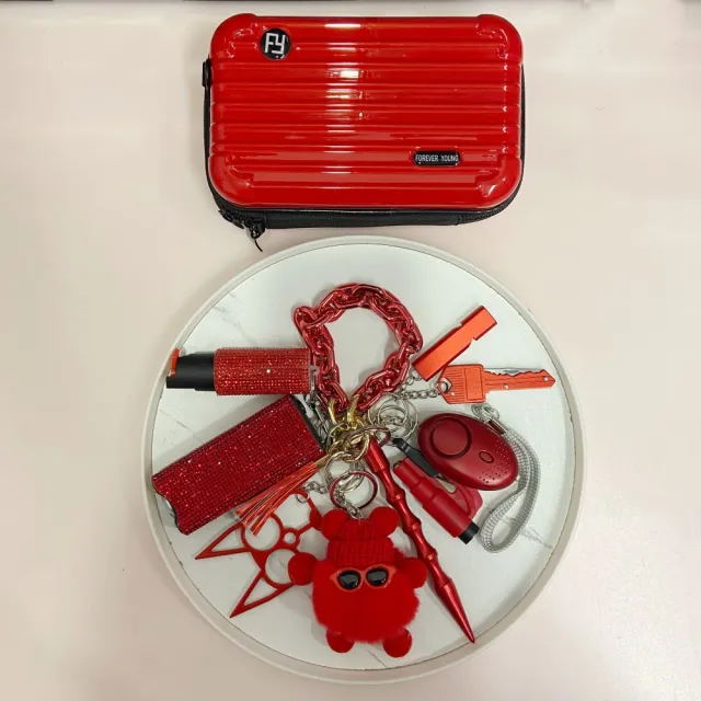 Classic Self defense Keychain With Portable Mini Suitcase Red - Shop at LoveMi