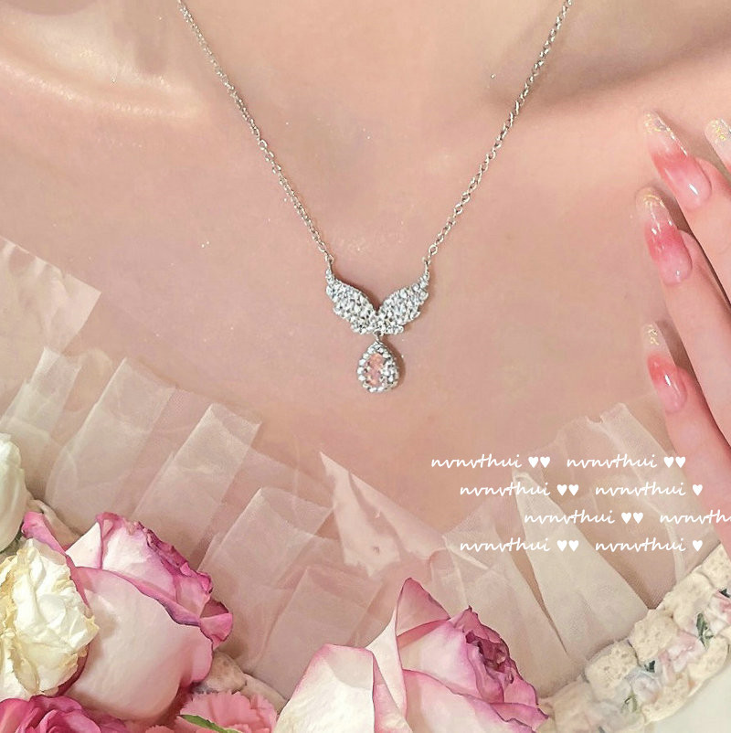 Feather Wing Waterdrop Gemstone  Zircon Necklace