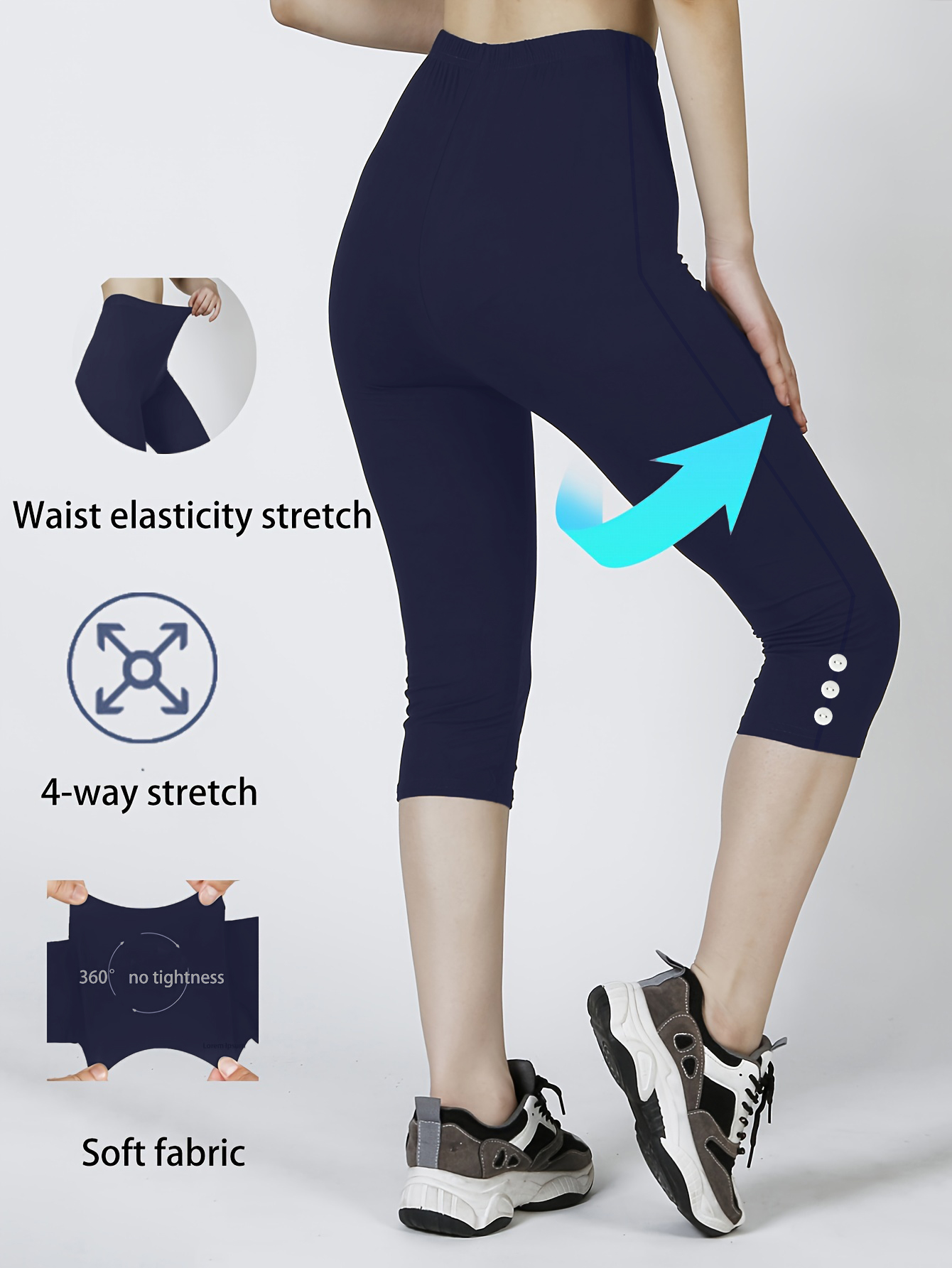 Women High Waisted Capri Leggings, Buttery Soft Yoga Pants, 4-Way Stretch Workout Athletic Cropped Pants For Daily Gym Fitness 5