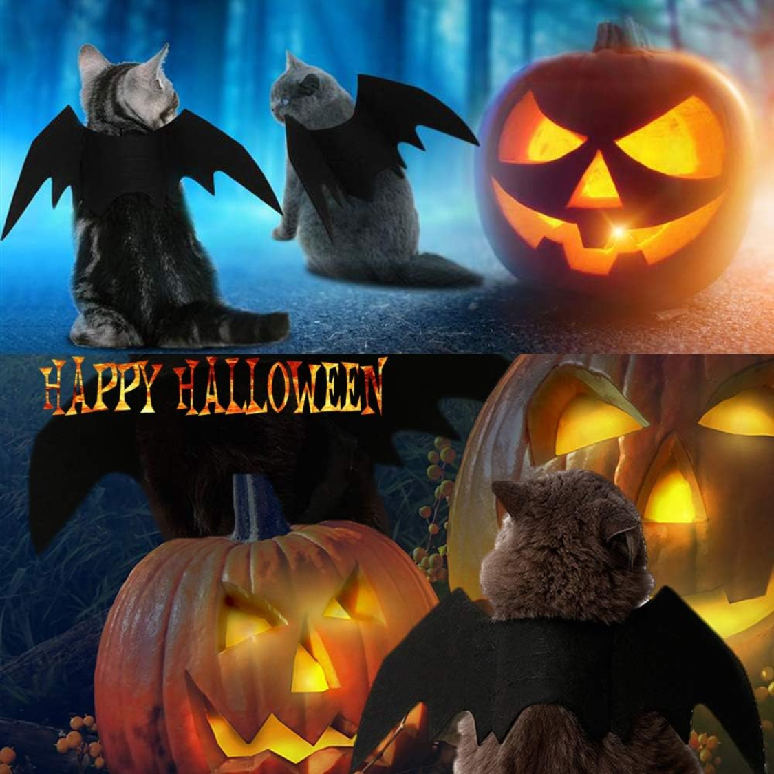 Pet Cat Bat Wings For Halloween Party Decoration, Puppy Collar Leads Cosplay Bat Costume,Cute Puppy Cat Dress Up Accessories — foto 5