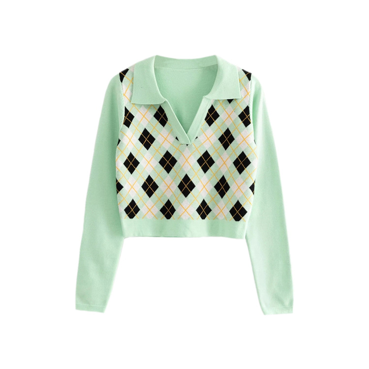 Fashion Retro College Style High Waist Short Pullover Sweater