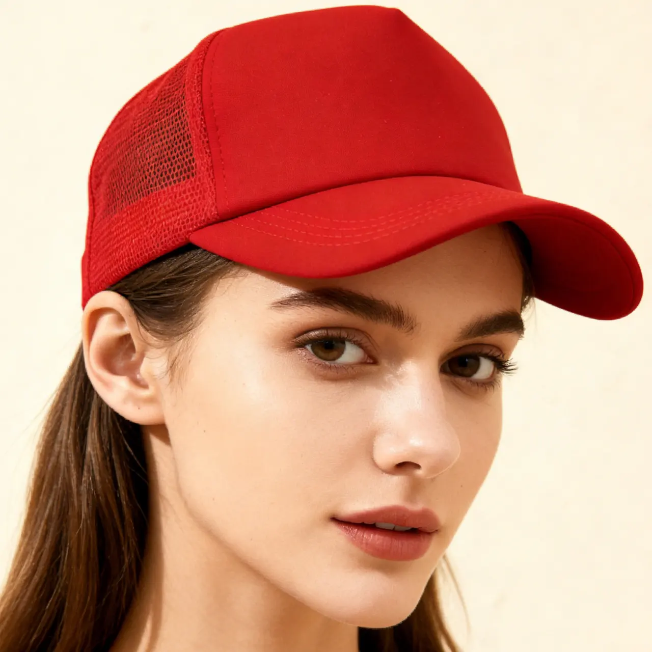 Spring And Summer Red Sponge Top Mesh