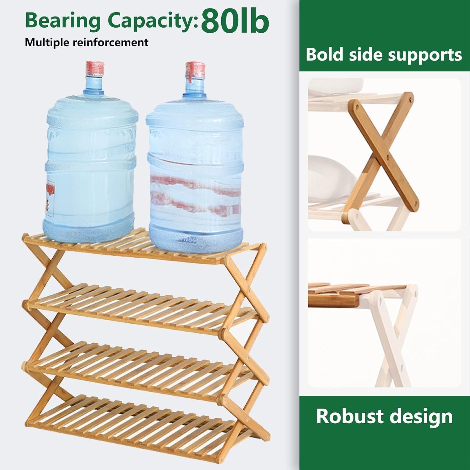 Bamboo Shoe Rack Folding Shoe Storage Rack Without